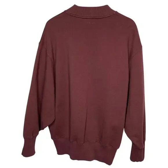 Anine Bing Bradie Designer Logo Crewneck Sweatshirt Burgundy size Large Cotton - Picture 5 of 12